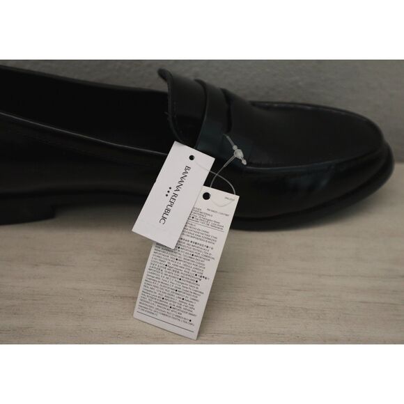 Banana Republic Factory 860537-001 Women's Sz 7 Black Leather Loafers - Picture 6 of 15